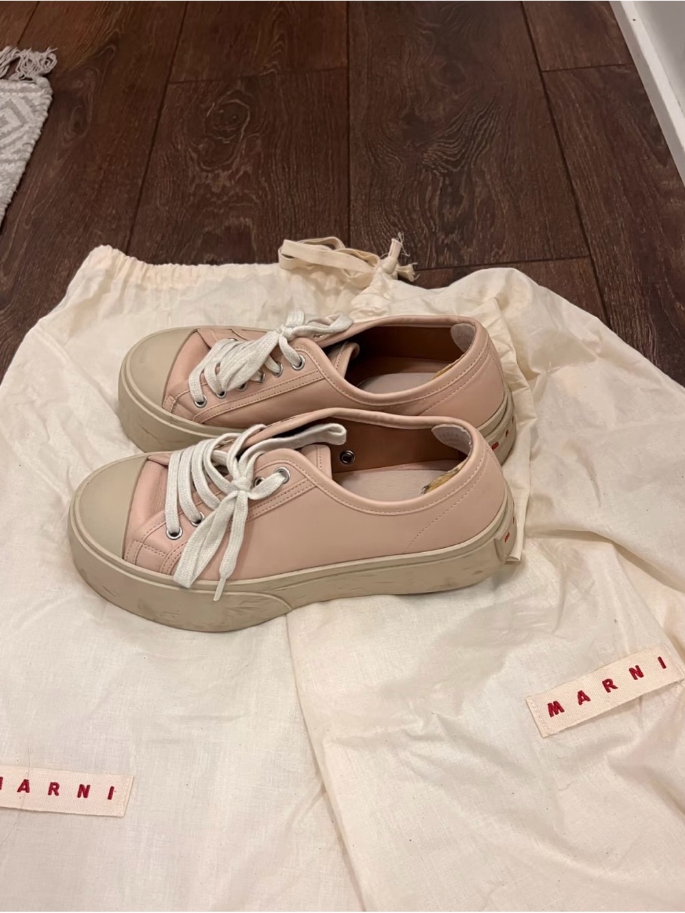 Marni Blush Pink Low-Top Platform Sneakers with Cream Sole